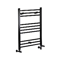 Milano Nero Dual Fuel Black Straight Heated Towel Rail 800mm x 500mm