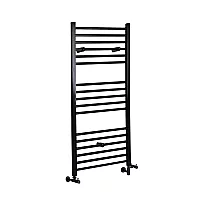 Milano Nero Dual Fuel Black Straight Heated Towel Rail 1200mm x 500mm