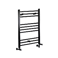 Milano Nero Dual Fuel Black Straight Heated Towel Rail 800mm x 600mm