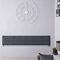 Milano Aruba Horizontal Designer Radiator with Horizontal Bars Single Panel 354mm x 1600mm Anthracite