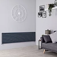 Milano Aruba Horizontal Designer Radiator with Horizontal Bars Double Panel 472mm x 1600mm Anthracite