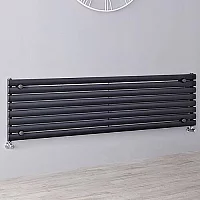 Milano Aruba Horizontal Designer Radiator with Horizontal Bars Single Panel 472mm x 1600mm Anthracite