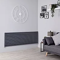 Milano Aruba Horizontal Designer Radiator with Horizontal Bars Double Panel 590mm x 1600mm Anthracite