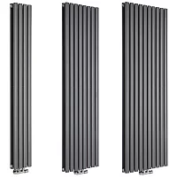 Milano Aruba Flow Vertical Designer Radiator Double Panel Anthracite