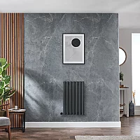 Milano x ECOSO Aruba Electric Anthracite Horizontal Designer Radiator 635mm x 413mm Single Panel with Hardwired WiFi Thermostatic Heating Element and Cable Cover