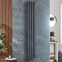 Milano x ECOSO Aruba Electric Anthracite Vertical Designer Radiator Choice of Size and WiFi Thermostat PlugIn and Hardwired Options