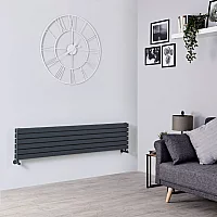 Milano Capri Anthracite Flat Panel Horizontal Designer Radiator 354mm x 1600mm Double Panel