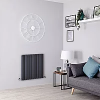 Milano Alpha Flat Panel Horizontal Designer Radiator Double Panel 635mm x 630mm Anthracite