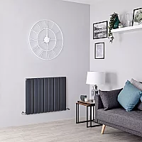 Milano Alpha Flat Panel Horizontal Designer Radiator Double Panel 635mm x 840mm Anthracite