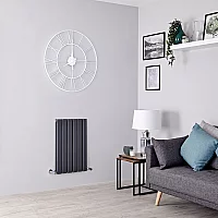 Milano Alpha Flat Panel Horizontal Designer Radiator Double Panel 635mm x 420mm Anthracite