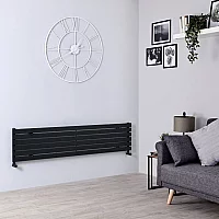 Milano Capri Black Flat Panel Horizontal Designer Radiator 354mm x 1600mm Single Panel