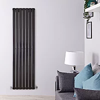 Milano Alpha Flat Panel Vertical Designer Radiator Single Panel 1600mm x 490mm Black