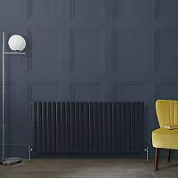 Milano Aruba Horizontal Designer Radiator Double Panel 635mm x 1416mm Regal Blue