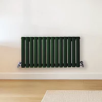 Milano Aruba Horizontal Designer Radiator Double Panel 400mm x 826mm Evergreen