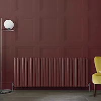 Milano Aruba Horizontal Designer Radiator Double Panel 635mm x 1652mm Booth Red