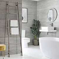 Milano Indus Dark Brushed Brass FloorStanding Ladder Heated Towel Rail 1800mm x 500mm