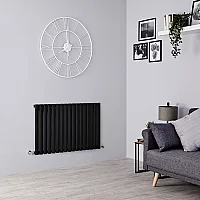 Milano Aruba Horizontal Designer Radiator Single Panel 635mm x 1000mm Black