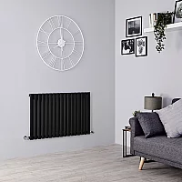 Milano Aruba Horizontal Designer Radiator Double Panel 635mm x 1000mm Black