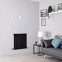 Milano Alpha Flat Panel Horizontal Designer Radiator Single Panel 635mm x 630mm Black