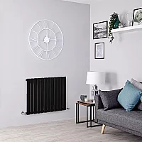Milano Alpha Flat Panel Horizontal Designer Radiator Single Panel 635mm x 840mm Black