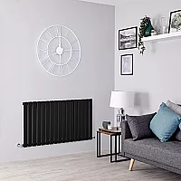 Milano Alpha Flat Panel Horizontal Designer Radiator Single Panel 635mm x 1190mm Black