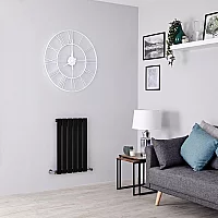 Milano Alpha Flat Panel Horizontal Designer Radiator Single Panel 635mm x 420mm Black