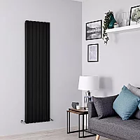 Milano Alpha Flat Panel Vertical Designer Radiator Double Panel 1600mm x 490mm Black