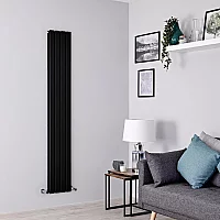 Milano Alpha Flat Panel Vertical Designer Radiator Double Panel 1600mm x 280mm Black
