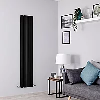 Milano Alpha Flat Panel Vertical Designer Radiator Double Panel 1600mm x 350mm Black