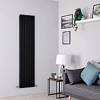 Milano Alpha Flat Panel Vertical Designer Radiator Double Panel 1600mm x 420mm Black
