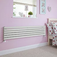 Milano Capri Silver Flat Panel Horizontal Designer Radiator 1600mm x 354mm Double Panel