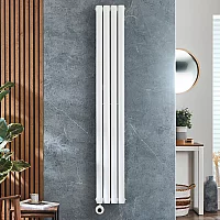 Milano x ECOSO Aruba Electric White Vertical Designer Radiator Choice of Size and WiFi Thermostat PlugIn and Hardwired Options