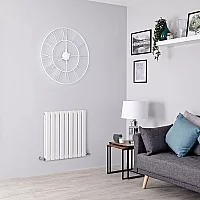Milano Alpha Flat Panel Horizontal Designer Radiator Double Panel 635mm x 630mm White