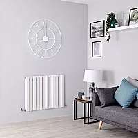 Milano Alpha Flat Panel Horizontal Designer Radiator Double Panel 635mm x 840mm White