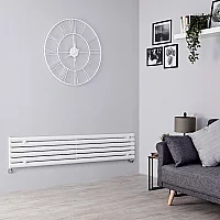 Milano Aruba Horizontal Designer Radiator with Horizontal Bars Single Panel 354mm x 1600mm White