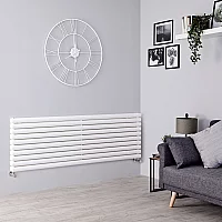 Milano Aruba Horizontal Designer Radiator with Horizontal Bars Double Panel 590mm x 1600mm White