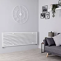 Milano Aruba Horizontal Designer Radiator with Horizontal Bars Single Panel 590mm x 1600mm White