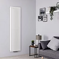 Milano Aruba Flow White Vertical Middle Connection Designer Radiator 1600mm x 472mm Double Panel