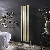 Milano Alpha Flat Panel Vertical Designer Radiator Single Panel 1600mm x 450mm Brushed Brass
