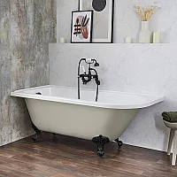 Milano Legend Linen Traditional Freestanding Corner Bath 1685mm x 750mm Left Hand Black Feet