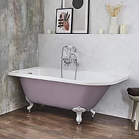 Milano Legend Lupin Purple Traditional Freestanding Corner Bath 1685mm x 750mm Left Hand White Feet