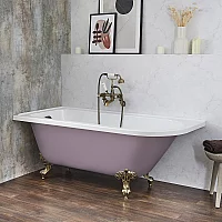Milano Legend Lupin Purple Traditional Freestanding Corner Bath 1685mm x 750mm Left Hand Brushed Gold Feet