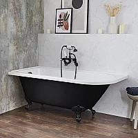 Milano Legend Midnight Black Traditional Freestanding Corner Bath 1685mm x 750mm Left Hand Black Feet