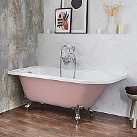 Milano Legend Camellia Pink Traditional Freestanding Corner Bath 1685mm x 750mm Left Hand Chrome Feet