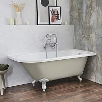 Milano Legend Linen Traditional Freestanding Corner Bath 1685mm x 750mm Right Hand White Feet