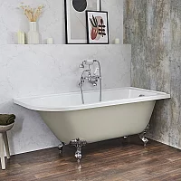 Milano Legend Linen Traditional Freestanding Corner Bath 1685mm x 750mm Right Hand Chrome Feet