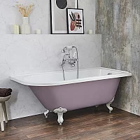 Milano Legend Lupin Purple Traditional Freestanding Corner Bath 1685mm x 750mm Right Hand White Feet