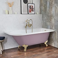 Milano Legend Lupin Purple Traditional Freestanding Corner Bath 1685mm x 750mm Right Hand Brushed Brass Feet