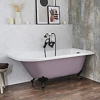 Milano Legend Lupin Purple Traditional Freestanding Corner Bath 1685mm x 750mm Right Hand Black Feet
