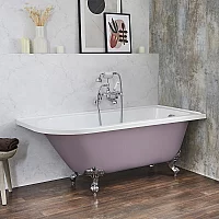 Milano Legend Lupin Purple Traditional Freestanding Corner Bath 1685mm x 750mm Right Hand Chrome Feet